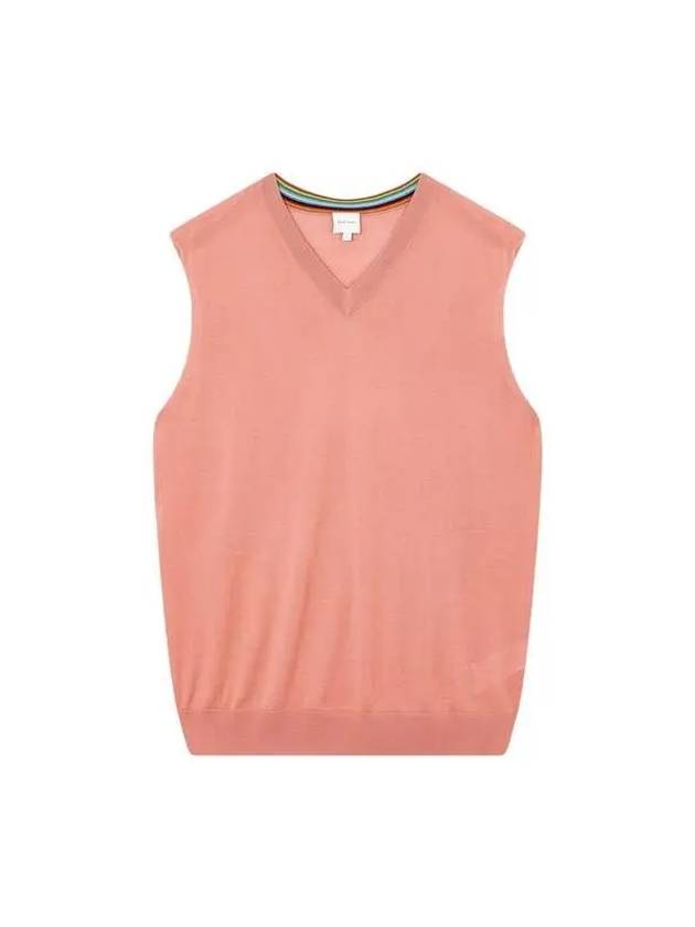 Mini logo V neck wool vest coral pink - PAUL SMITH - BALAAN 1