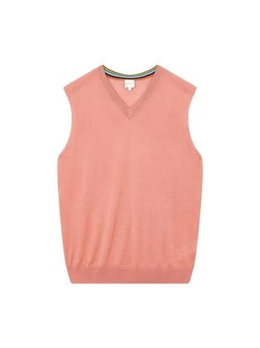 Mini logo V neck wool vest coral pink - PAUL SMITH - BALAAN 1