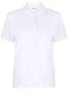 Women's Button Closure Cotton Short Sleeve Polo Shirt Optical White - MONCLER - BALAAN 2