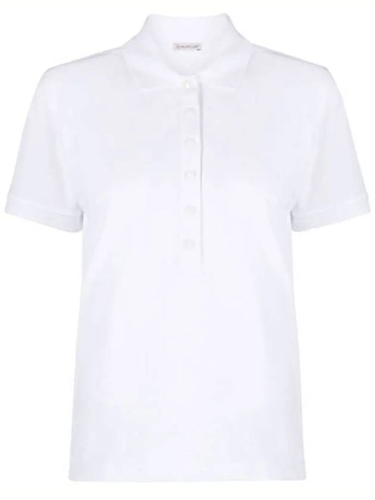 Women's Button Closure Cotton Short Sleeve PK Shirt Optical White - MONCLER - BALAAN 2