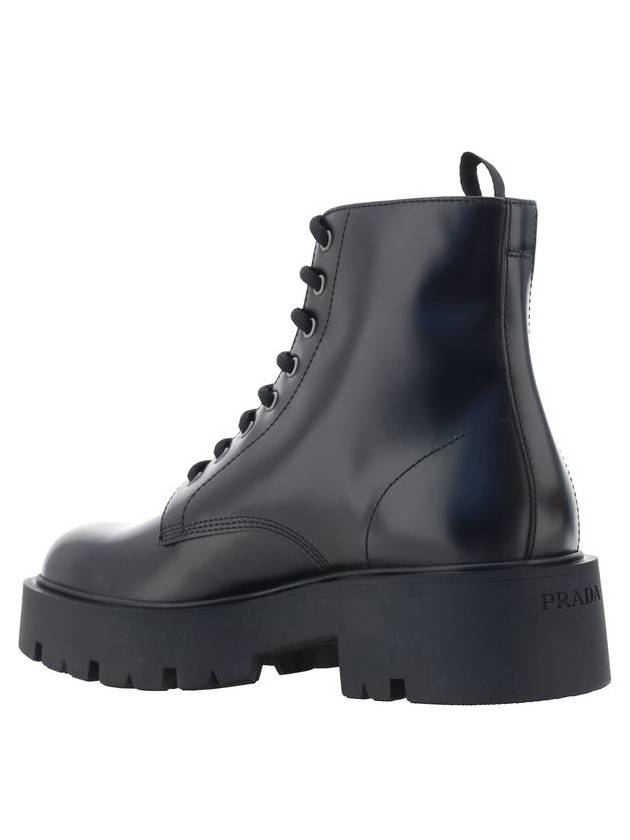 Brushed Leather Combat Boots Black - PRADA - BALAAN 4