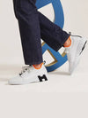 Depart Knit Calfskin Low Sneakers Blanc - HERMES - BALAAN 4