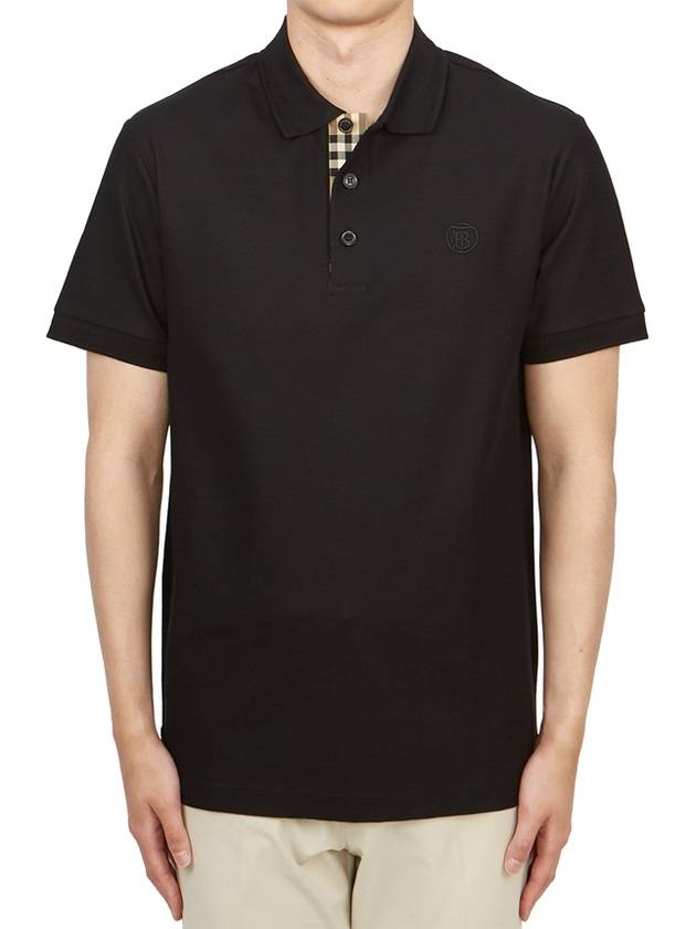 Men's Embroidered Logo Cotton Polo Shirt Black - BURBERRY - BALAAN 2