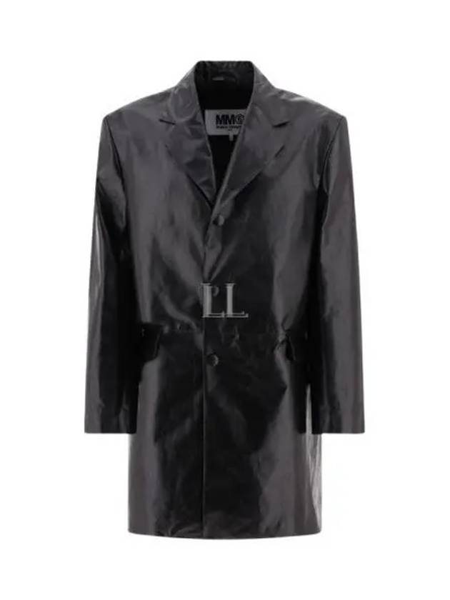 Leather Single Breasted Coat Black - MAISON MARGIELA - BALAAN 2