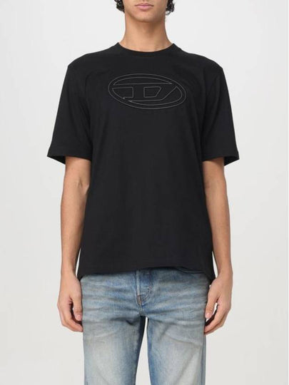 Embossed Oval D Short Sleeve T-Shirt Black - DIESEL - BALAAN 2