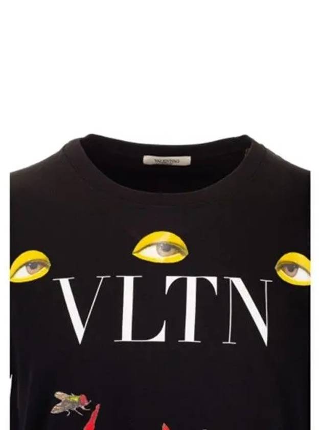 Emilo Villava VLTN Logo Flame Short Sleeve T-Shirt Black - VALENTINO - BALAAN 4