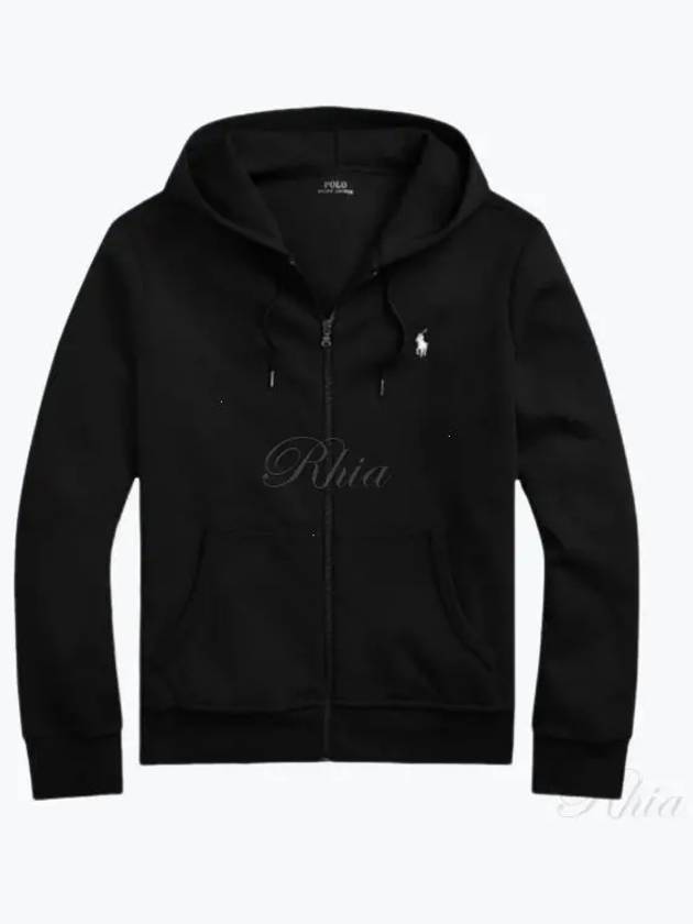 Embroidered Logo Zip Up Hoodie Black - POLO RALPH LAUREN - BALAAN 2