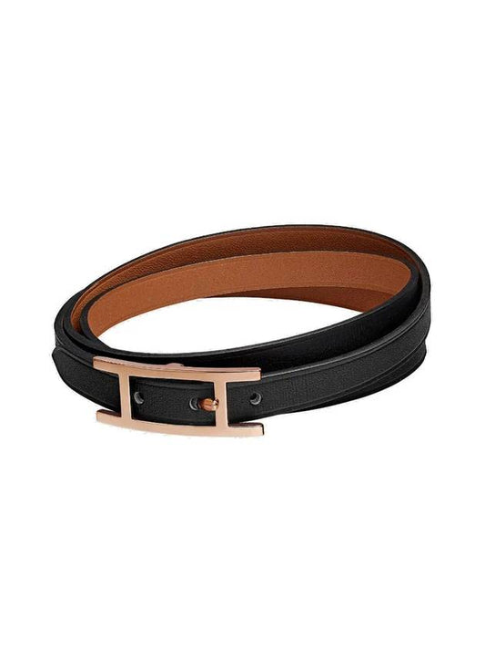 Harpy 3 medium bracelet rose gold black T2 - HERMES - BALAAN 1