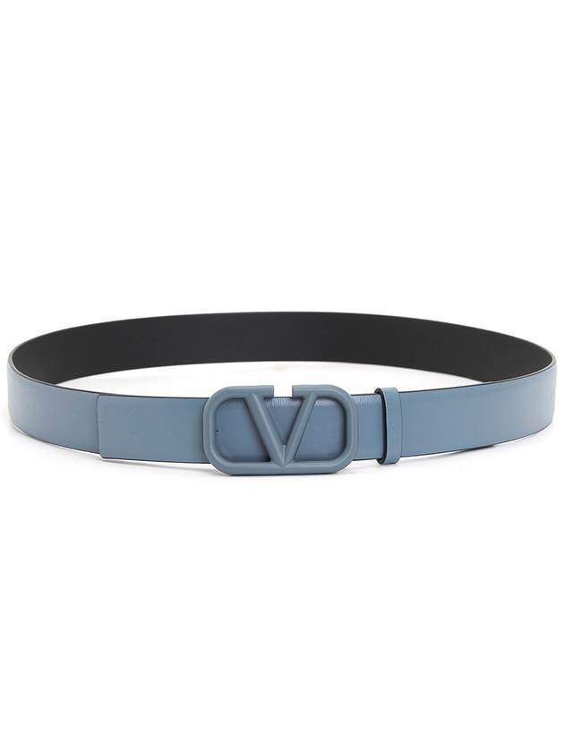V logo signature leather belt blue - VALENTINO - BALAAN 3