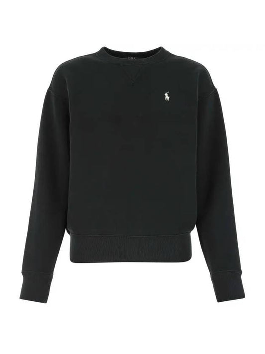 Women's Embroidery Brushed Sweatshirt Black - POLO RALPH LAUREN - BALAAN.