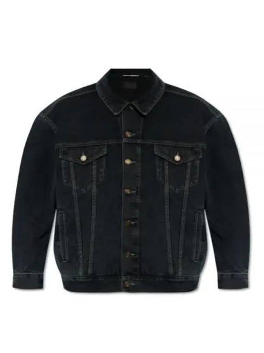 Egg Shape Denim Jacket Dark Blue Black - SAINT LAURENT - BALAAN 2