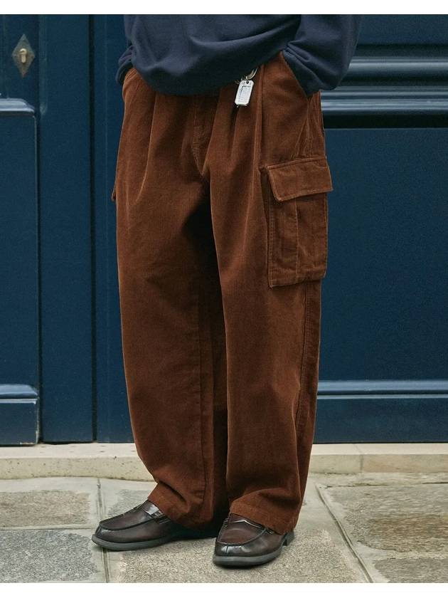 Corduroy Cargo Wide Pants Brown - FLUKE - BALAAN 2