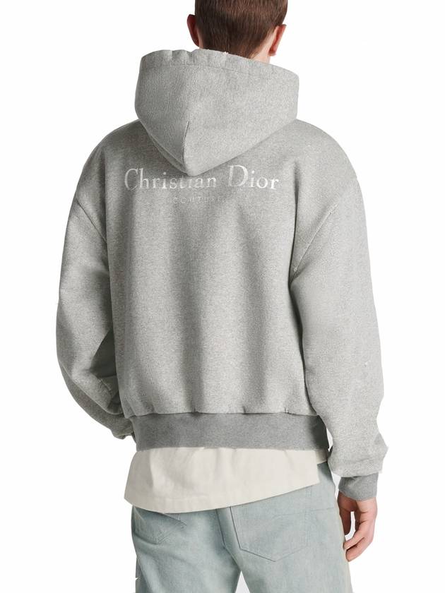 Logo Print Cotton Hoodie Grey - DIOR - BALAAN 7