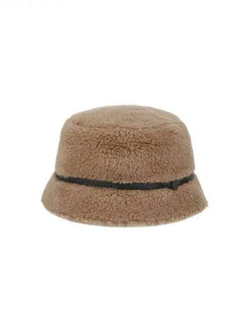 Women s Monili Trimmed Fleece Bucket Hat Brown 270256 - BRUNELLO CUCINELLI - BALAAN 1