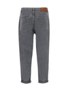 Straight Fit Five Pocket Jeans Grey - BRUNELLO CUCINELLI - BALAAN 3