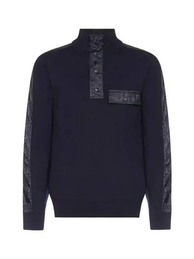 Oblique Jacquard Wool Knit Top Navy - DIOR - BALAAN 1