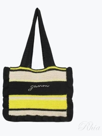 Crochet-Frill Embroided Logo Cotton Tote Bag - GANNI - BALAAN 2