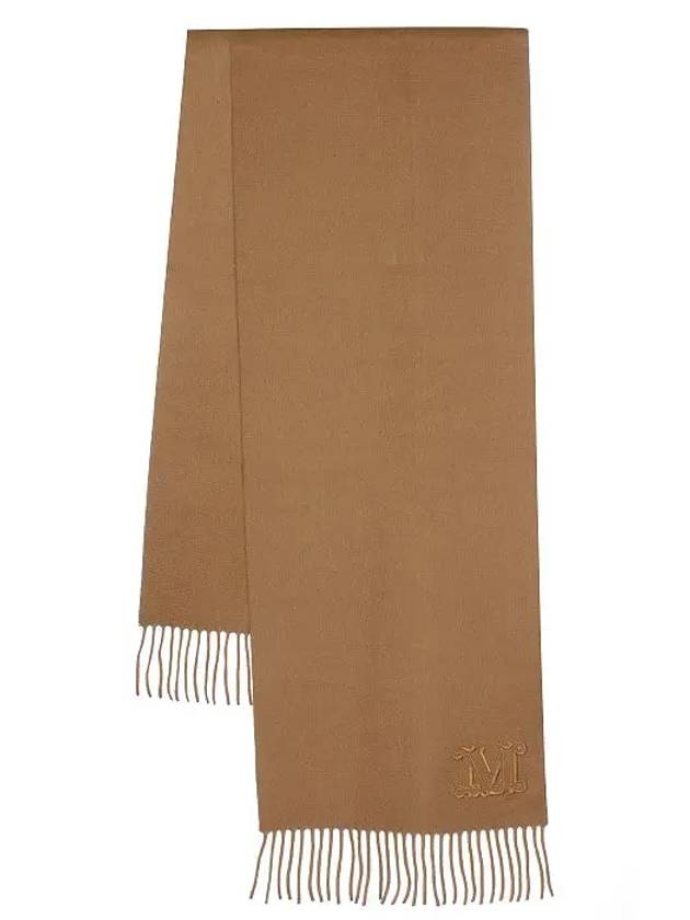 Wsdahlia Embroid M Logo Fringe Cashmere Muffler Camel - MAX MARA - BALAAN 3