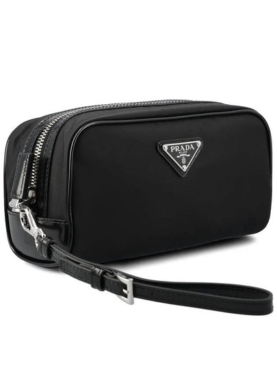 Re-Nylon Brushed Leather Pouch Black - PRADA - BALAAN 2