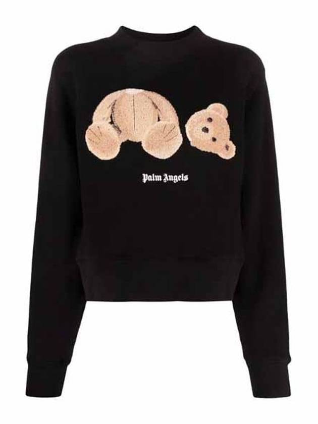 Bear Sweatshirt Black Brown Women PWBA016F21FLE001 1060 - PALM ANGELS - BALAAN 1