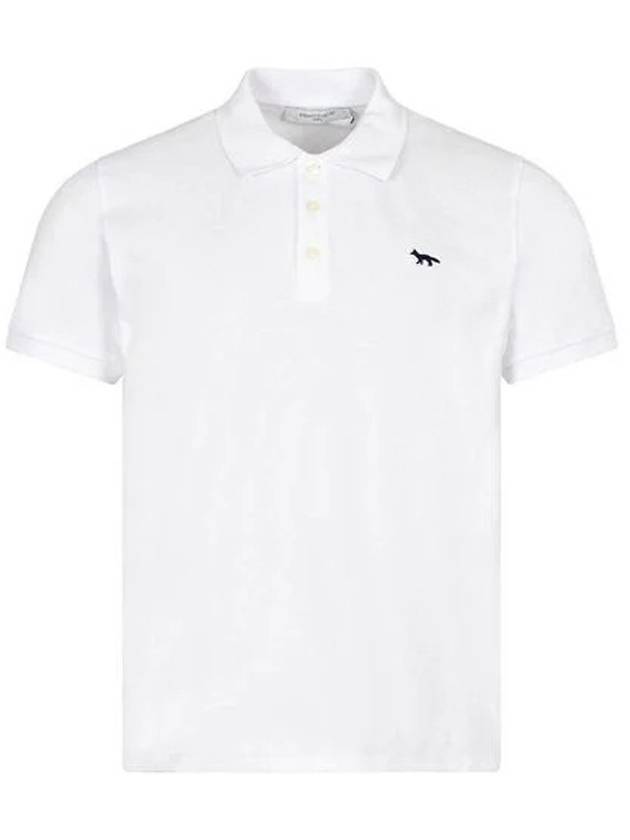 Navy Fox Patch Classic Polo Shirt White - MAISON KITSUNE - BALAAN 1