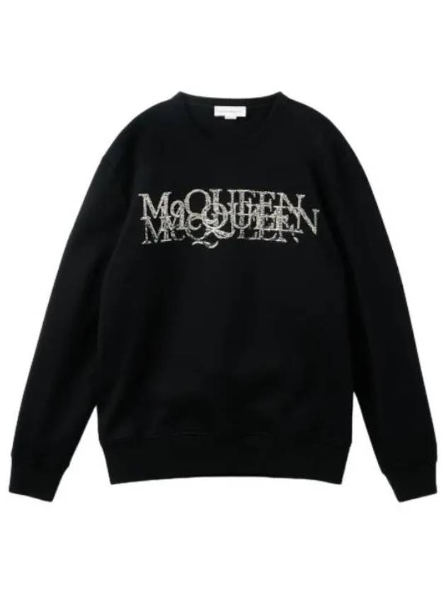 Logo embellished sweatshirt black T shirt - ALEXANDER MCQUEEN - BALAAN 1