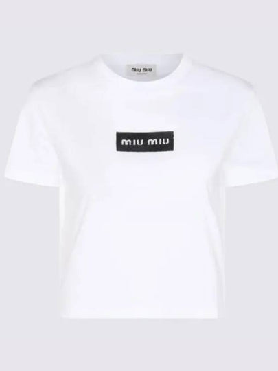 Embroidered Logo Short Sleeve T-Shirt White - MIU MIU - BALAAN 2