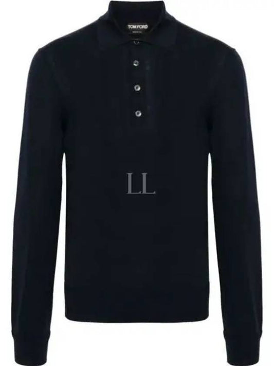 Knit Wool Long Sleeve Polo Shirt Navy - TOM FORD - BALAAN 2