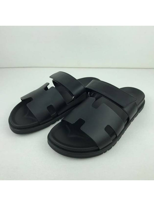 Chypre Leather Sandals Black - HERMES - BALAAN 2