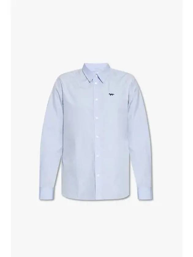 Maison Kitsune NAVY FOX PATCH REGULAR SHIRT LIGHT BLUE - MAISON KITSUNE - BALAAN 1