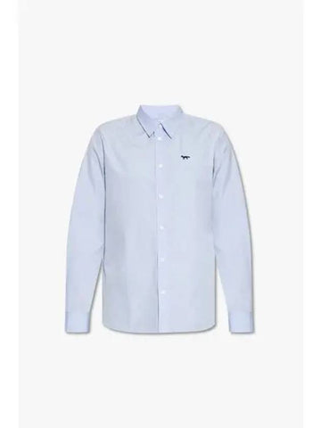 Maison Kitsune NAVY FOX PATCH REGULAR SHIRT LIGHT BLUE - MAISON KITSUNE - BALAAN 1