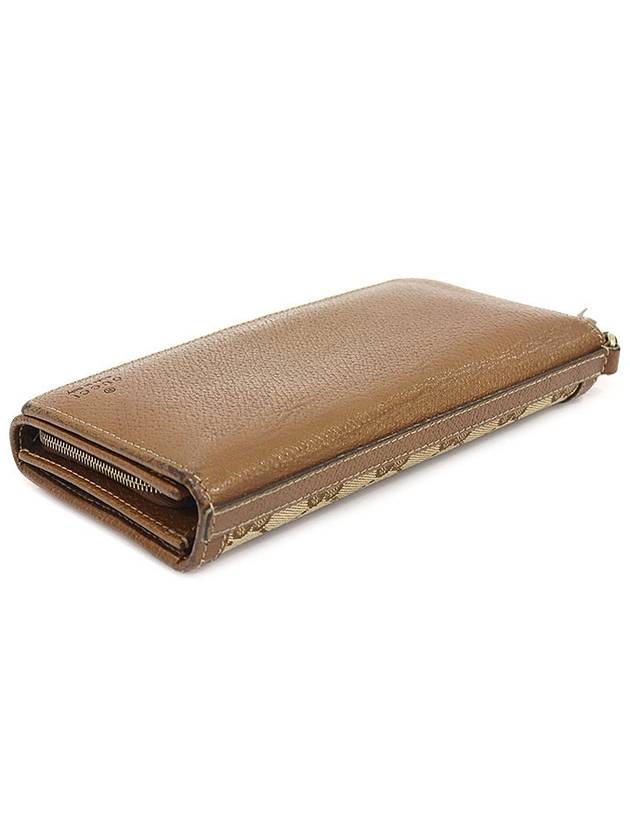 323402 GG logo jacquard brown leather gold plated long wallet - GUCCI - BALAAN 5