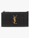 Cassandra Matelasse Leather Card Wallet Black - SAINT LAURENT - BALAAN 2