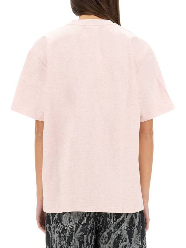 Drop Shoulder Heart Embroidery Short Sleeved T-Shirt Chalk Pink - GANNI - BALAAN 4