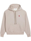 Embroidered Logo Organic Cotton Hoodie Beige - AMI - BALAAN 1