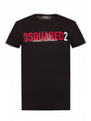 Logo Print Crew Neck Short Sleeve T-shirt Black - DSQUARED2 - BALAAN 1