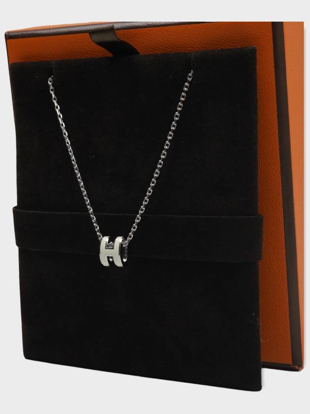 Mini Pop H Pendant Necklace Palladium Blanc - HERMES - BALAAN 3