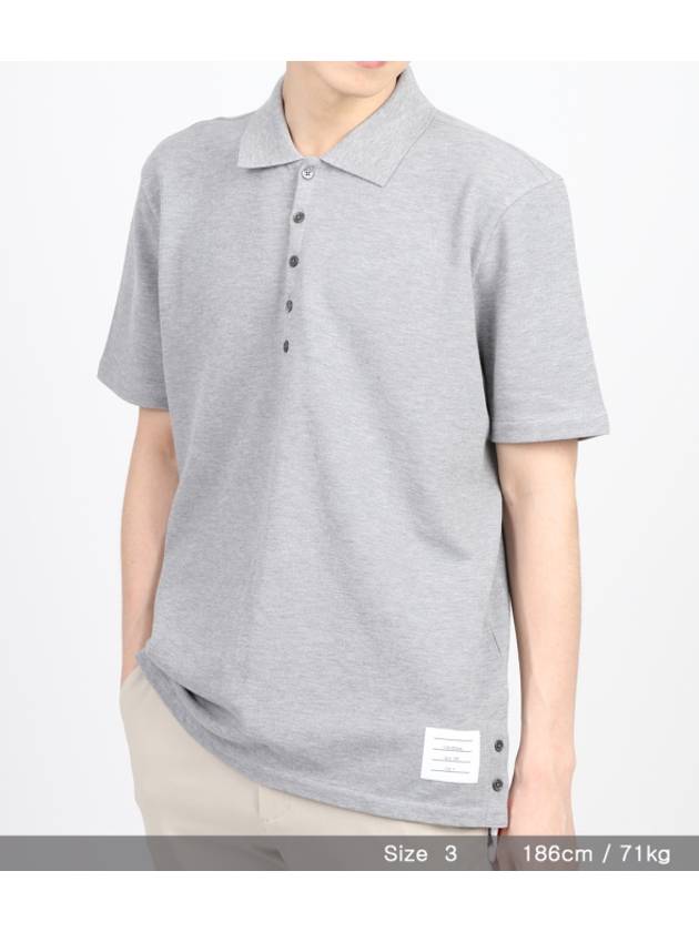 Men's Cotton Pique Center Bag Striped Short Sleeve Polo Shirt Grey - THOM BROWNE - BALAAN 10