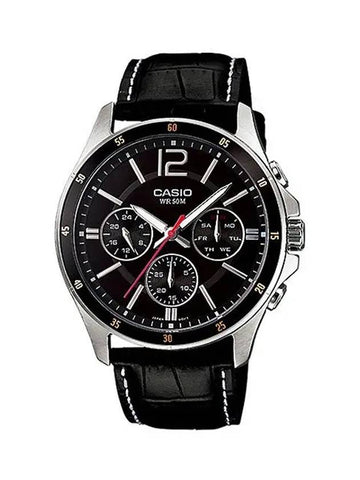 Men's Leather Wrist Watch MTP1374L1A - CASIO - BALAAN 1