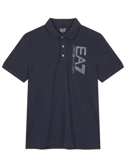 Men s EA7 Logo Graphic Polo Shirt Dark Blue - EMPORIO ARMANI - BALAAN 1