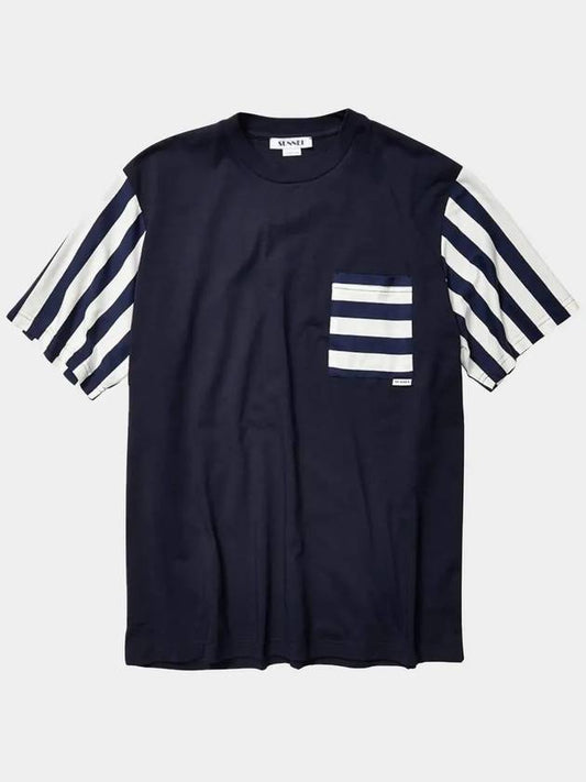 Short Sleeve Men's Striped Pocket T-Shirt Navy MH03AC501 - SUNNEI - BALAAN 2