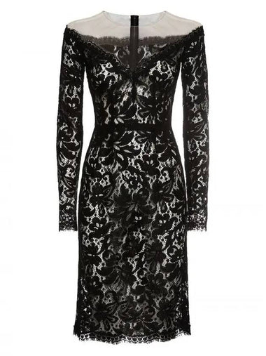 Lace Midi Dress Black - DOLCE&GABBANA - BALAAN 1