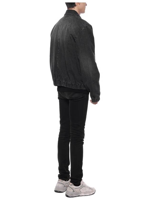 Men's Small Heart Zipper Denim Jacket Black - AMI - BALAAN 7