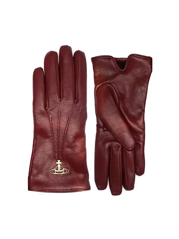 ORB Silver Logo Gloves Dark Red - VIVIENNE WESTWOOD - BALAAN 1