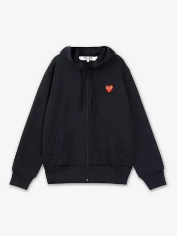 COMME DES GARCONS PLAY Red Heart Waffen Logo Zip up Hood Black AXT1720511 - COMME DES GARCONS PLAY - BALAAN 1