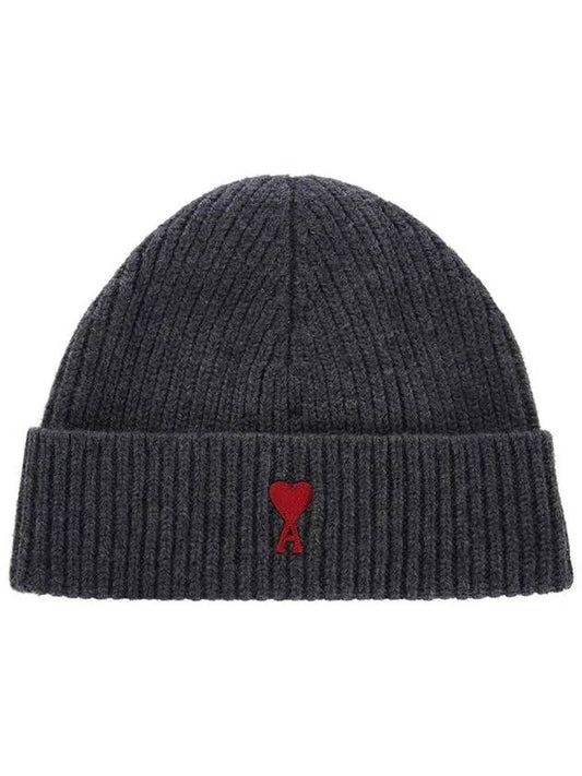 Heart Logo Wool Beanie Heather Grey - AMI - BALAAN 2