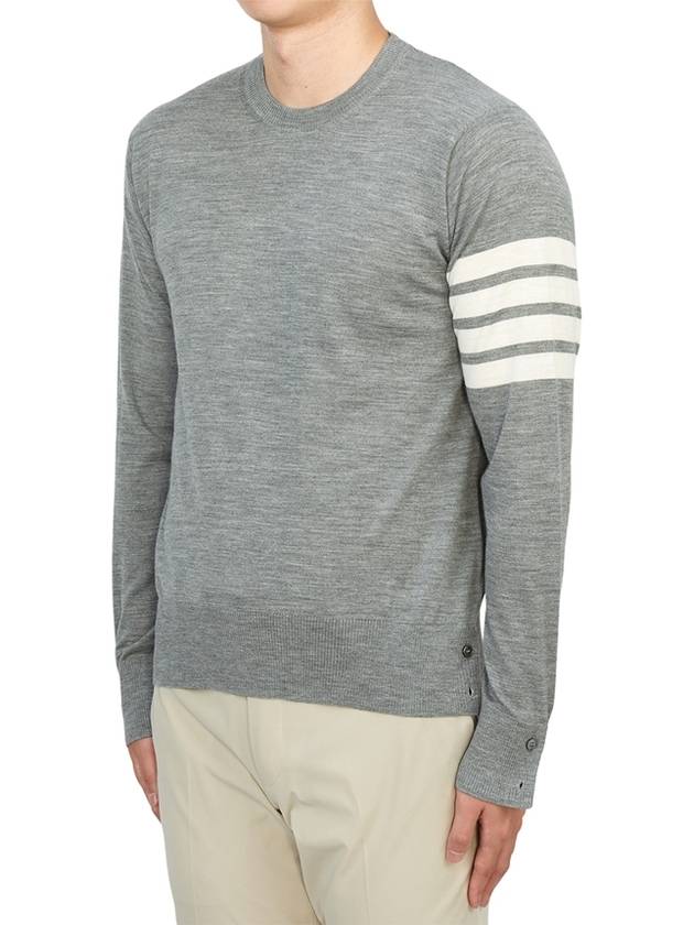 4 Bar Armband Classic Merino Wool Knit Top Light Grey - THOM BROWNE - BALAAN 3