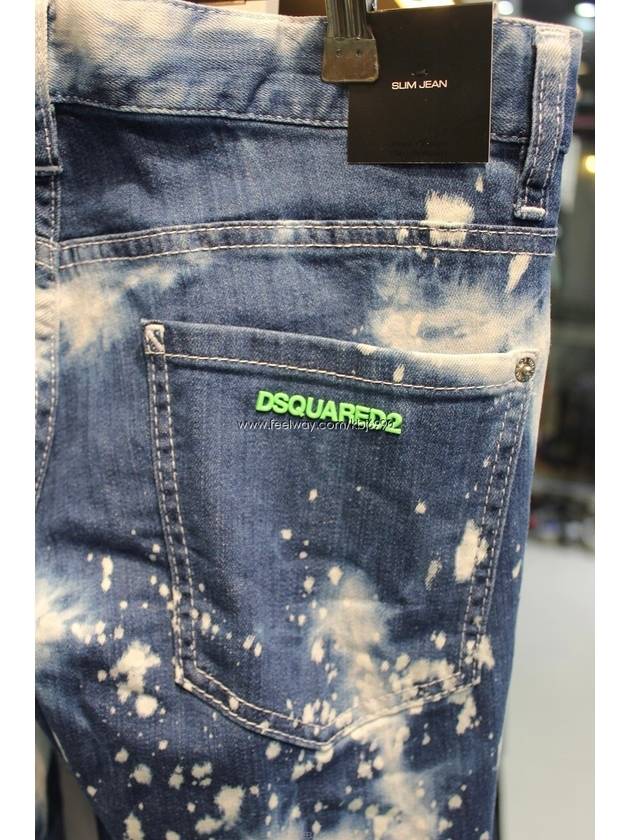 Men's Neon Steel Tab Slim Jeans Blue - DSQUARED2 - BALAAN 7