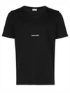 Men's Small Logo Short Sleeve T-Shirt Black - SAINT LAURENT - BALAAN 2