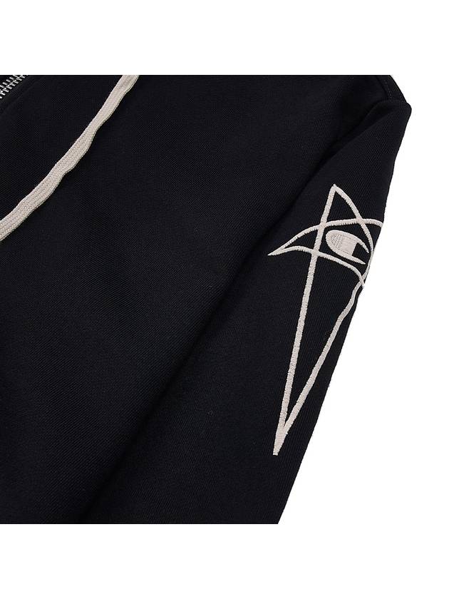 Jasons Embroidered Logo Zip Up Hoodie Black - RICK OWENS - BALAAN 10